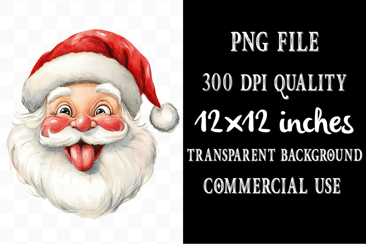 Retro Funny Santa Claus Face Clipart, an Illustration by Designking (Photo 4 of 4)