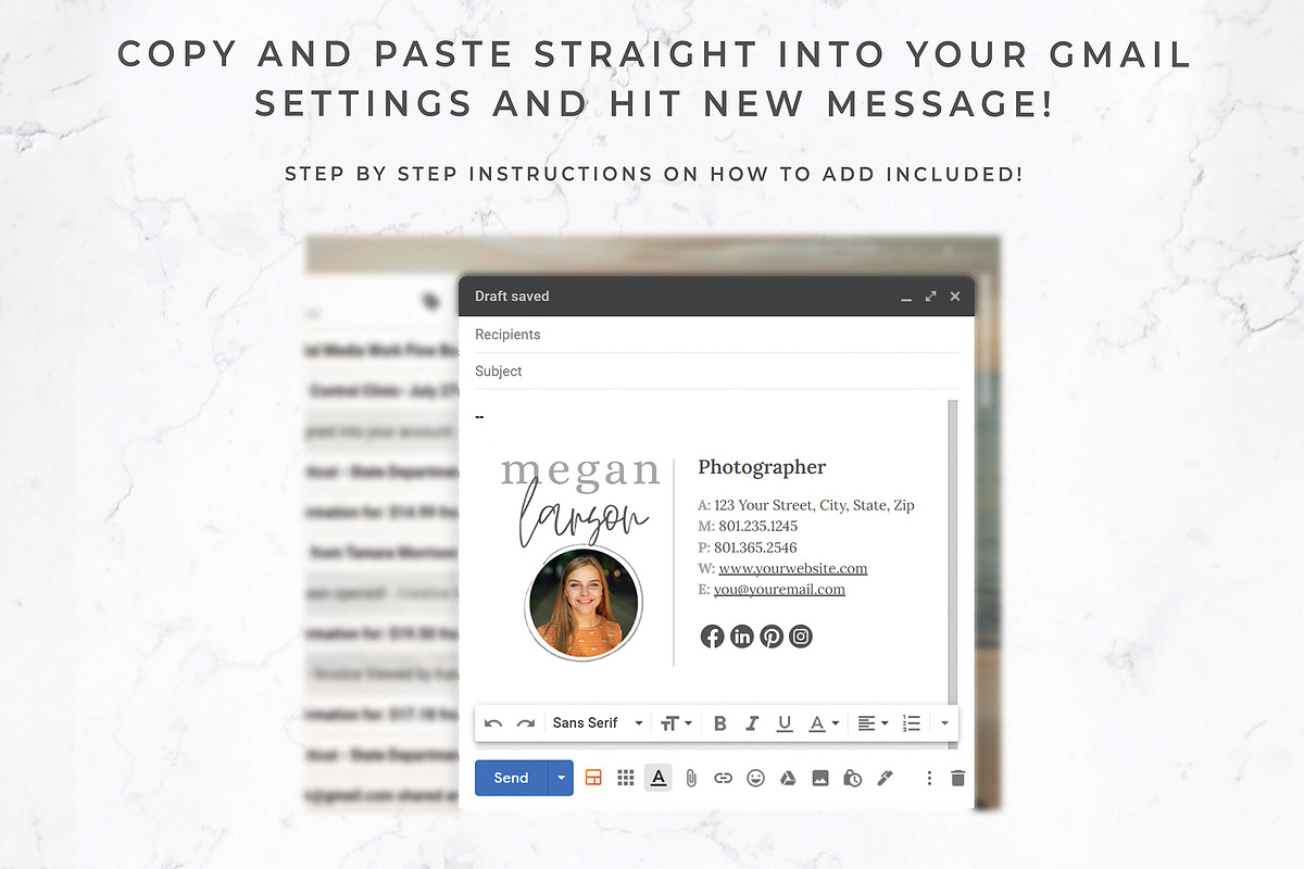 Gmail Signature & Digital Biz Card, an Email Template by Thirty One Palms Studio (Photo 6 of 11)
