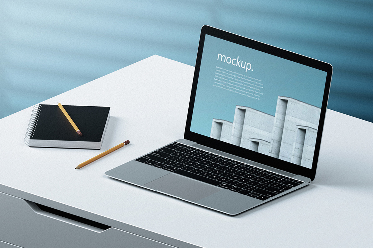 Laptop Office Concept Mockup Pack, a Mac Mockup by mocko (Photo 10 of 12)