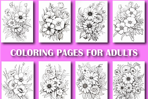 Flowers Coloring Book For Adults -V2