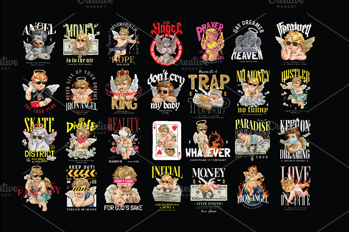 60 Urban Cupid Angel Design Bundle, a Graphic by FzyDESIGN (Photo 2 of 3)