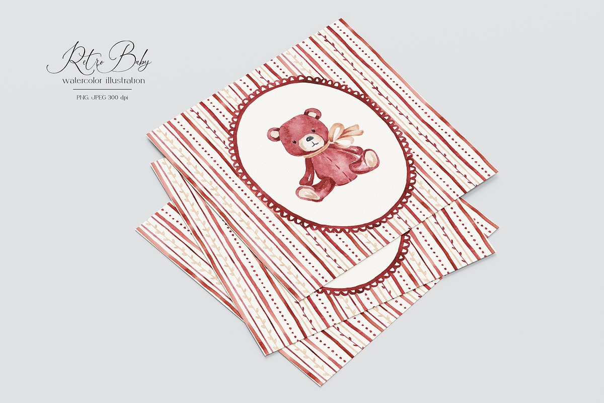 Retro Baby Shower Set, an Object Illustration by SirenaArt (Photo 14 of 21)