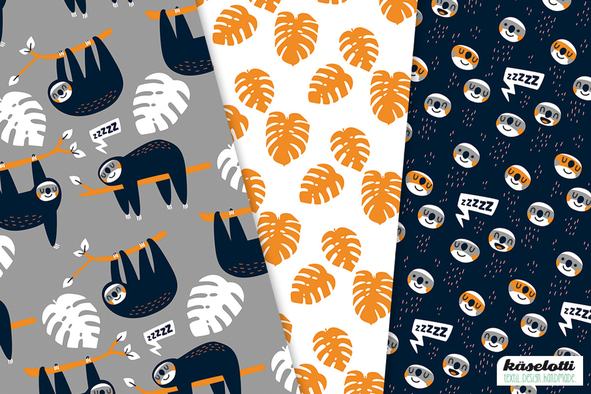 Sloth orange Digital Paper & Clipart, a Pattern Graphic by kaeselotti (Photo 2 of 5)