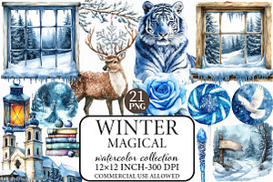 Watercolor Magical Winter Clipart, an Illustration by Libby Wishes