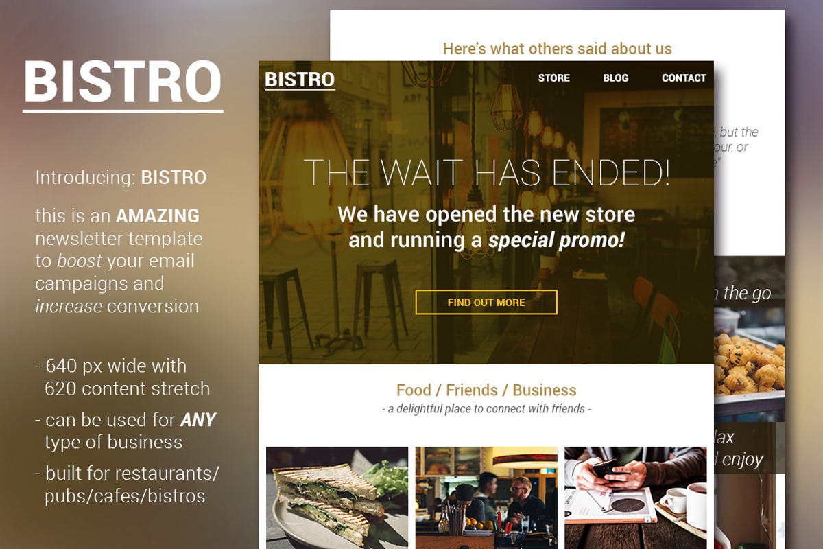 Bistro - food and bar email template, an Email Template by VectorBurn (Photo 1 of 3)