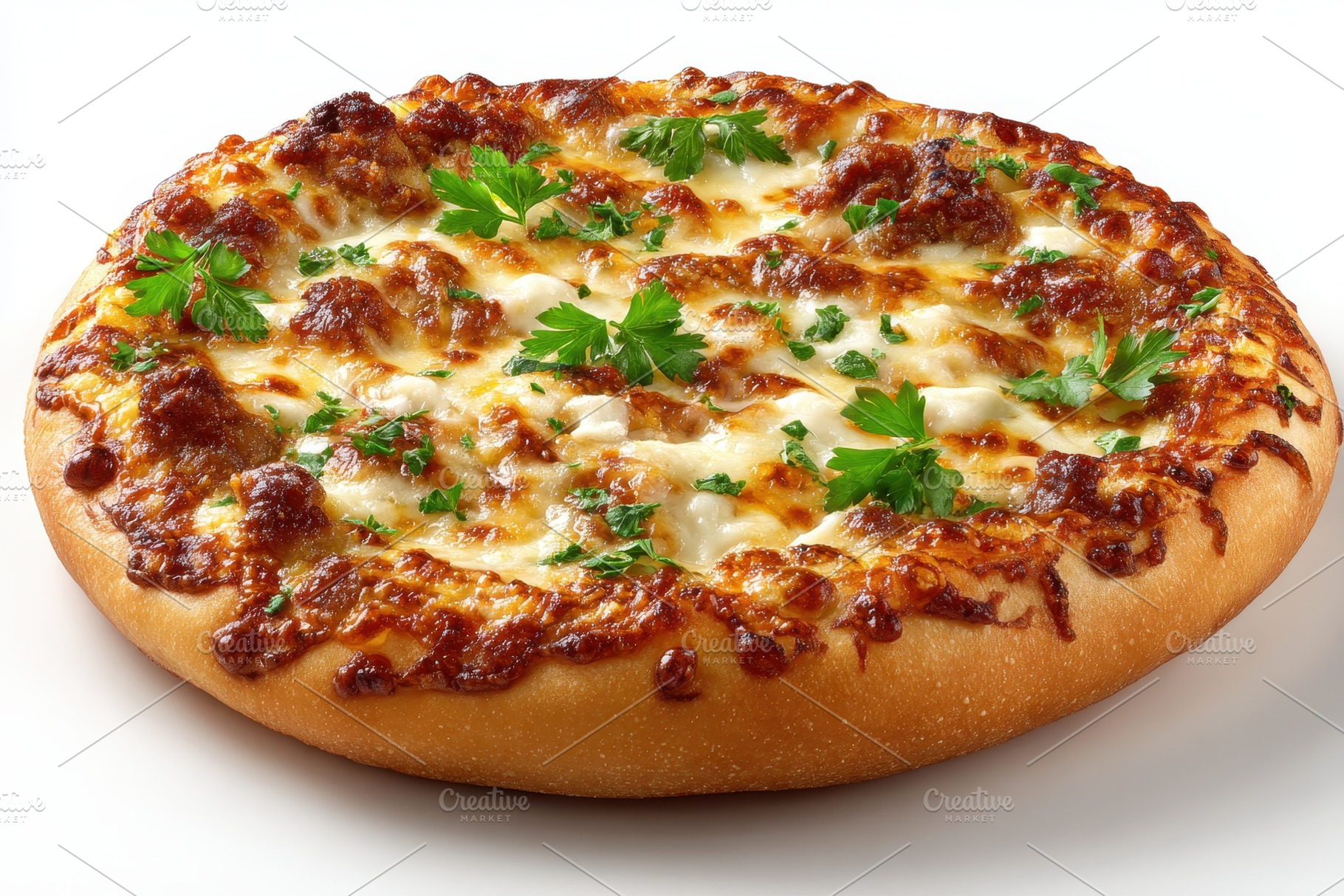 Delicious Cheese Pizza with Parsley, a Photo by Pixeness Studio