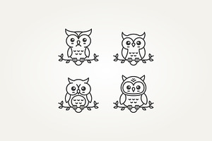 set of minimalist cute owl icon, a Branding & Logo Template by Blazybone