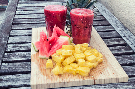 Smoothie of watermelon and pineapple stock photo containing smoothie and fruit