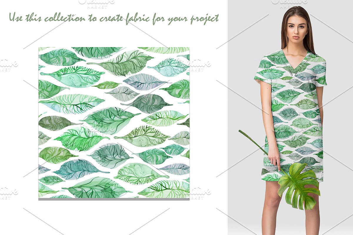 WATERCOLOR FOLIAGE|patterns & motifs, a Pattern Graphic by Retro Graphic Box (Photo 5 of 8)