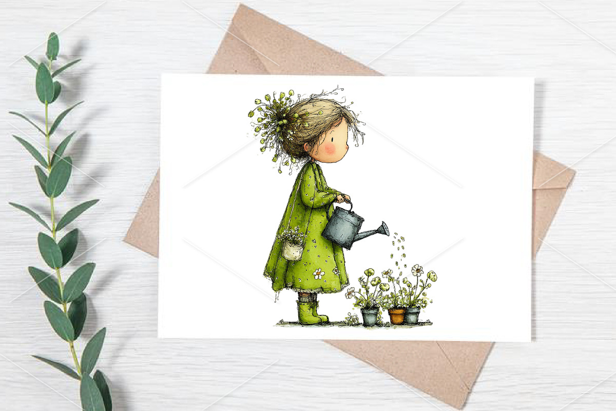 Whimsical Spring Girl Clipart Bundle, an Illustration by Canvas Craft (Photo 6 of 7)