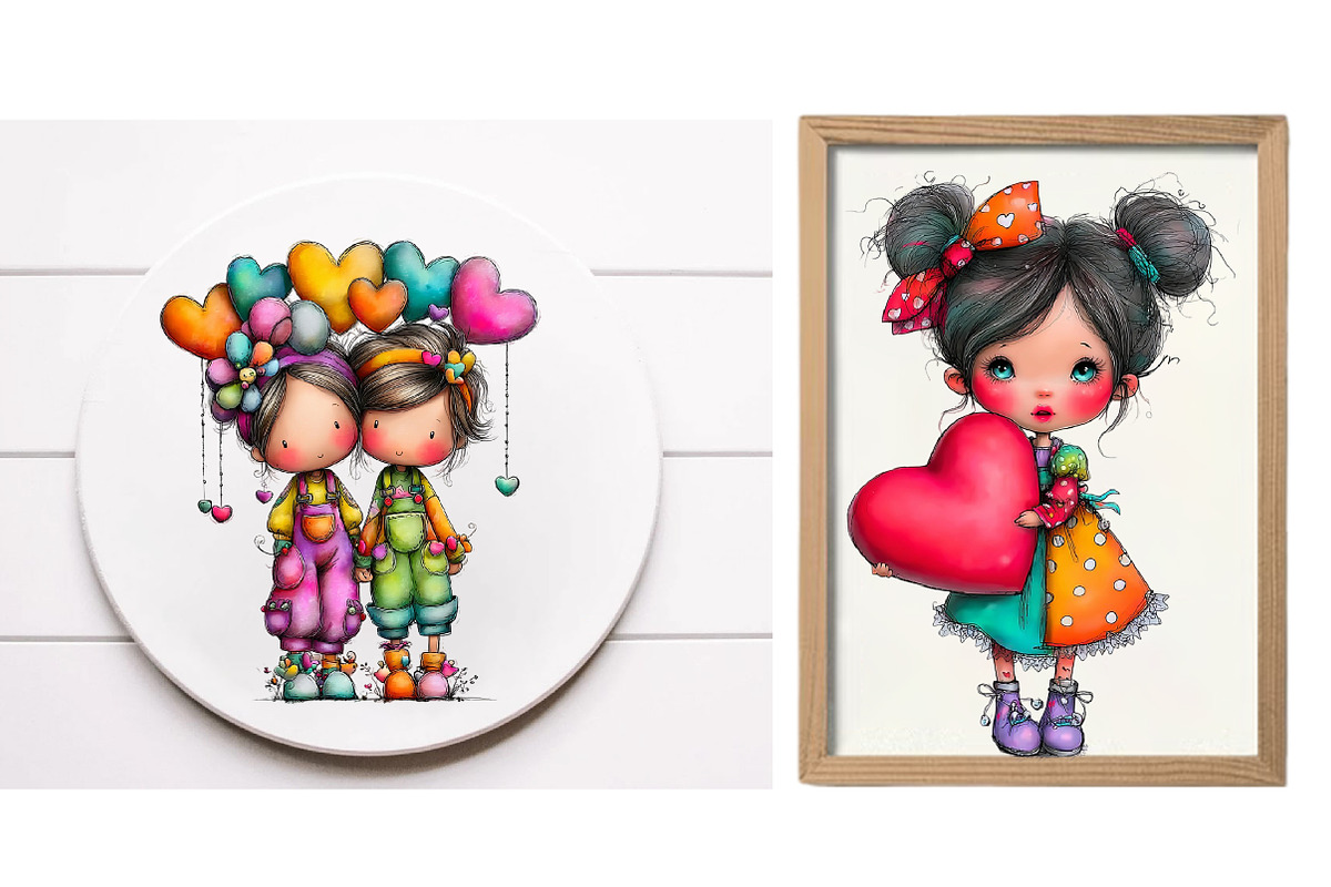 Valentine Girls Clipart, an Illustration by Designworld (Photo 3 of 6)