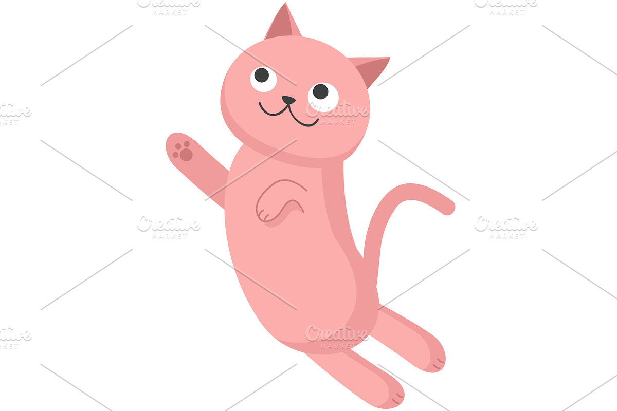 Dreamy vector cat cute cartoon flat, an Animal Illustration by SiberianArt