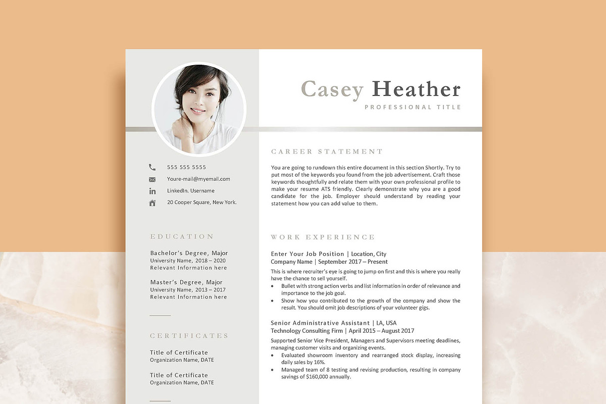 Professional Resume Template, CV, a Resume Template by VictoriousVita (Photo 1 of 8)