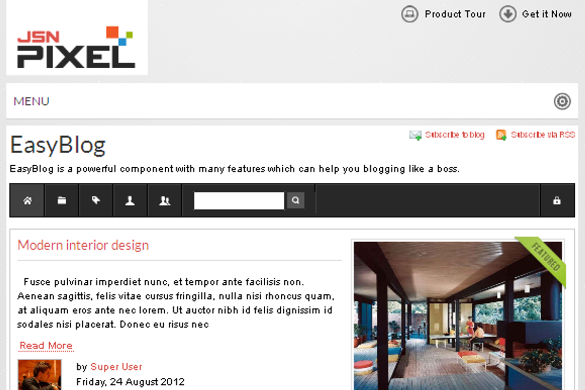 JSN Pixel-Responsive &EasyBlog Theme, a Websites & App Template by JoomlaShine (Photo 4 of 4)