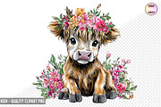 Boho Cow PNGs with Flowers Bundle, a Graphic by crative8112 (Thumbnail 8 of 9)