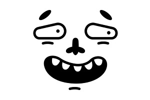 Retro Cartoon Mascot Face with Eyes, an Object Illustration by TopVectors