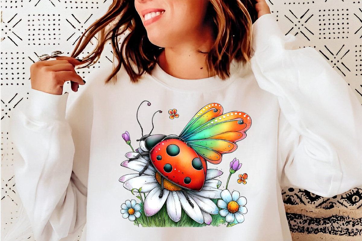 Watercolor Spring Ladybug Clipart, an Illustration by SinaCreation (Photo 3 of 8)