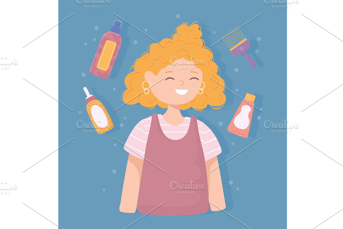 girls with hairdressing supplies, a Person Illustration by studiogstock