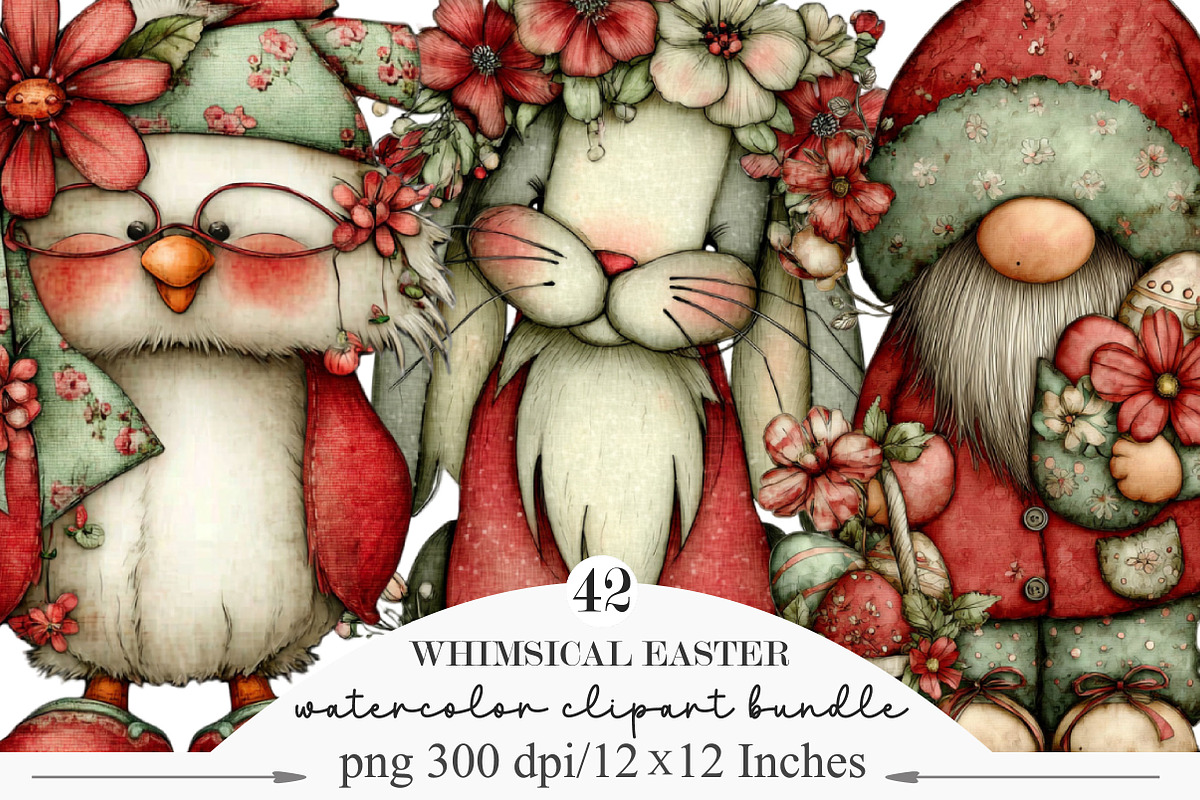 Whimsical Easter Clipart, an Illustration by Designking (Photo 1 of 5)