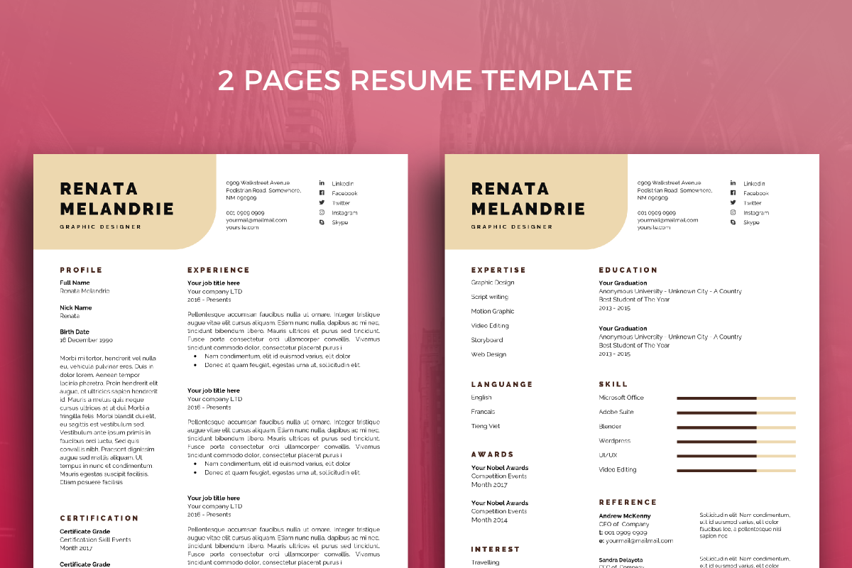 Resume Template 44, a Resume Template by graphicalcium (Photo 2 of 3)