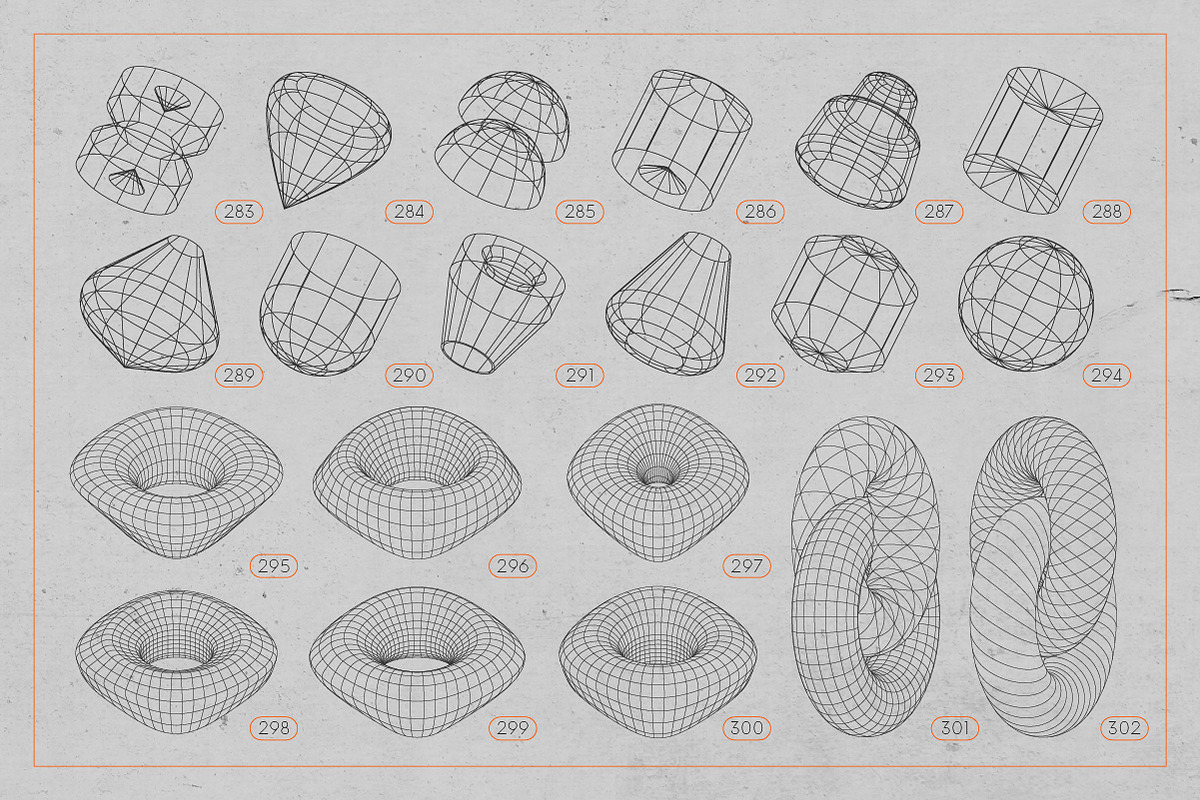 3D Wireframe Shapes | set 6, an Object Graphic by MaximGertsen (Photo 3 of 7)