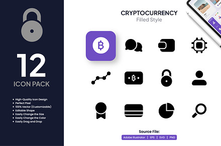 Cryptocurrency Filled Icons