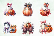 Halloween Ghost Pumpkin Coquette Bow, an Illustration by Creative Art (Thumbnail 3 of 5)