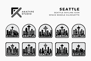 Seattle Skyline Icon, a Solid Icon by Akatype Studio (Thumbnail 1 of 3)