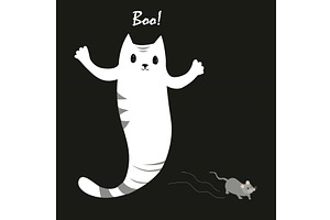 Cartoon kawaii Halloween ghost cat, an Animal Illustration by Toltemara
