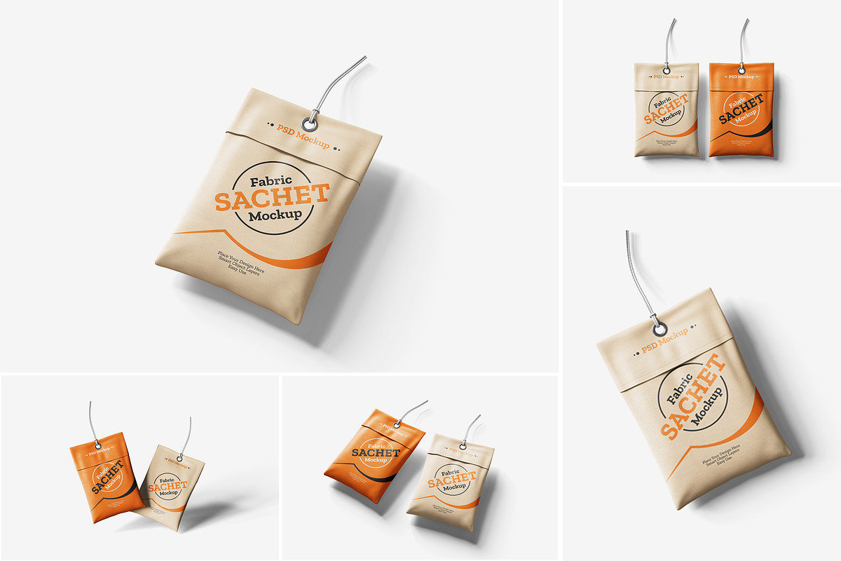 Fabric Sachet Mockup, a Packaging Mockup by Indah (Photo 1 of 6)