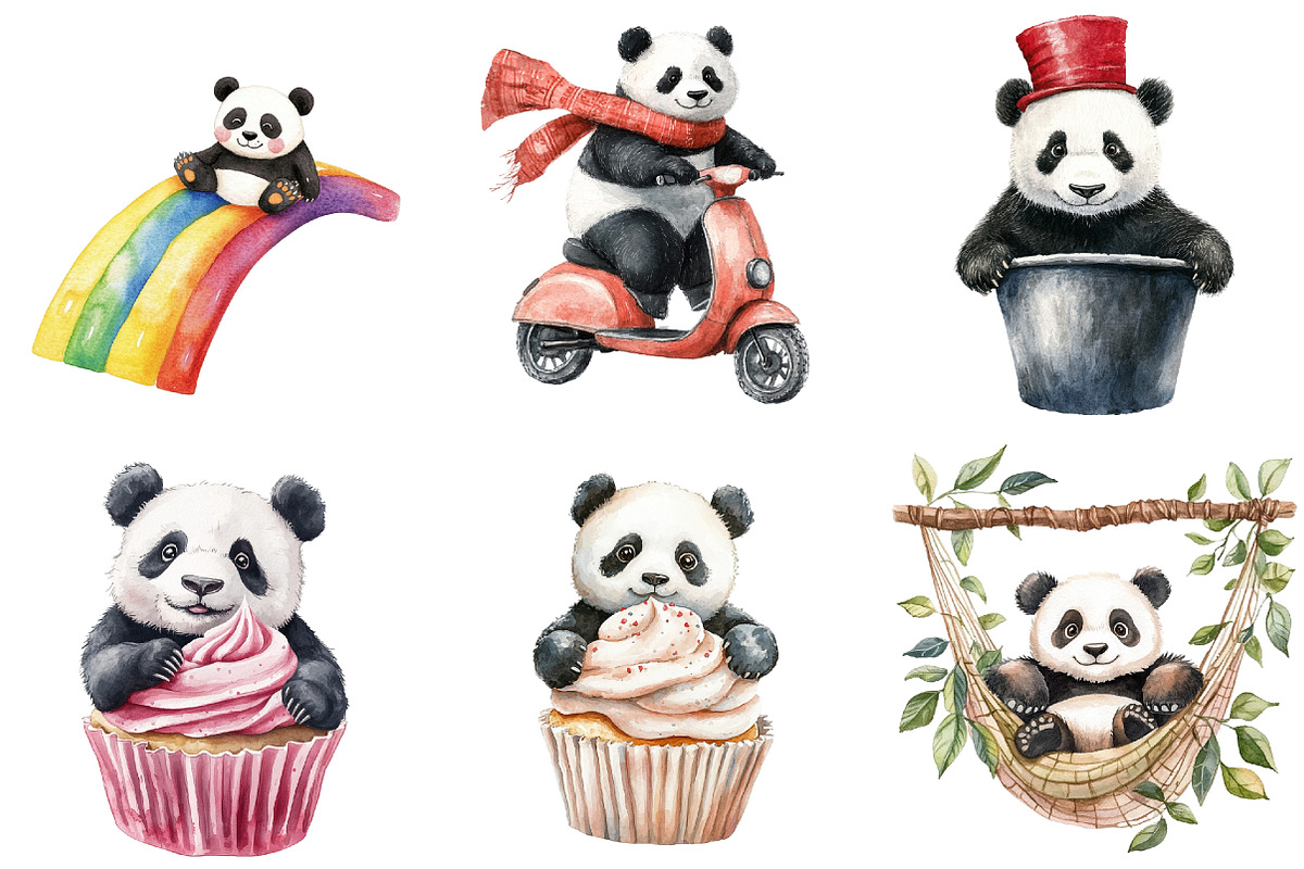 Playful Panda Clipart Bundle, an Illustration by Pixels.Craft (Photo 5 of 8)