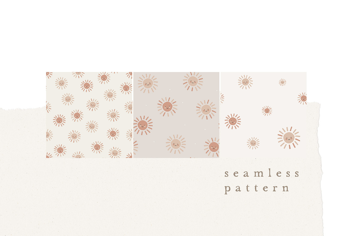 Seamless Sun Pattern / vector + png, a Pattern Graphic by KruthDesign