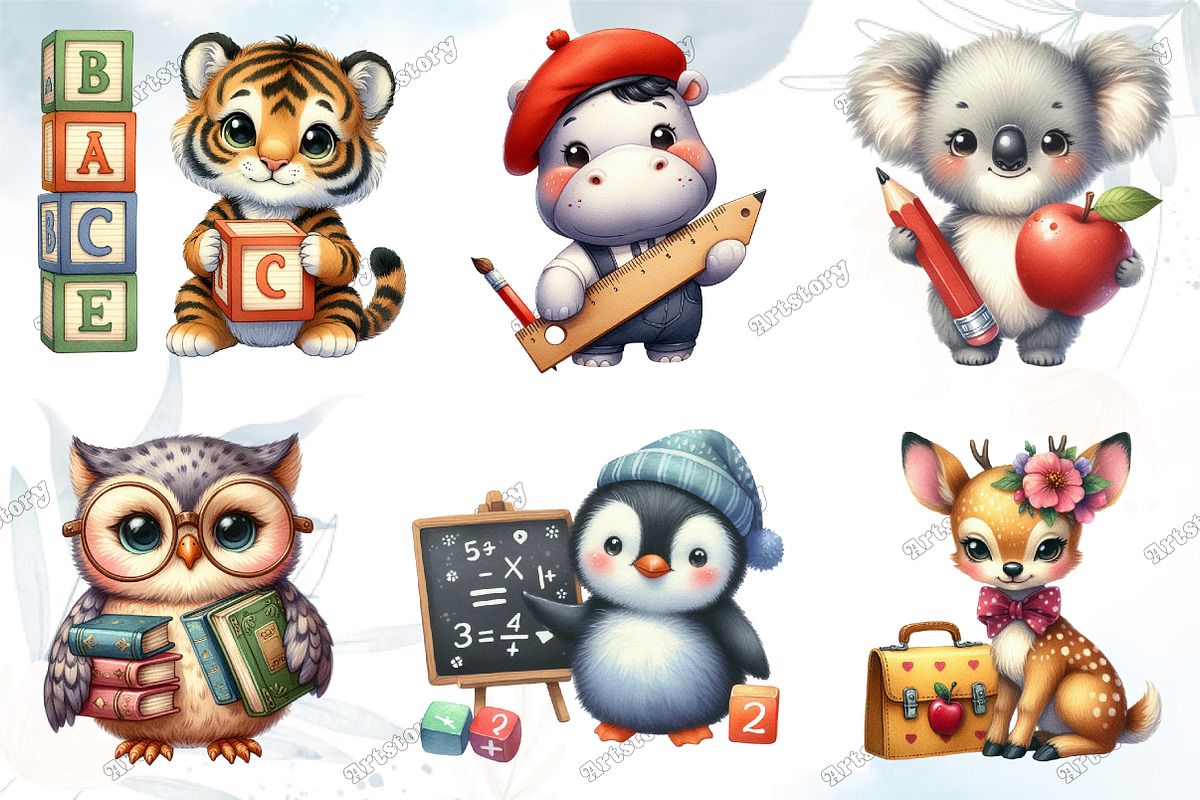 Back to School Animal Clipart, a Graphic by designcity5 (Photo 2 of 5)