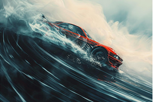 Dynamic sports car in highspeed, a Transportation Photo by Ylivdesign