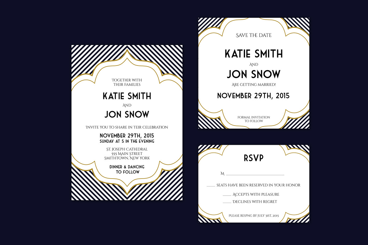 Art Deco Inspired Wedding Invitation, an Invitation Template by Does She Even Doodle (Photo 1 of 2)