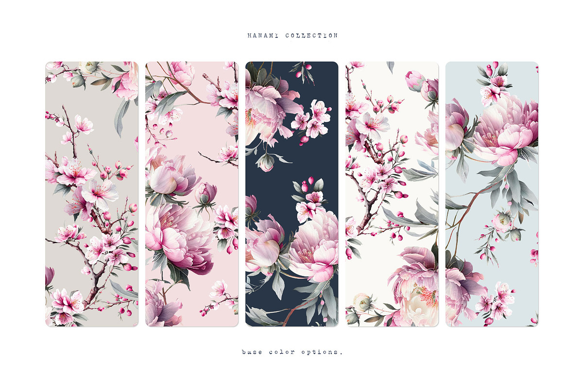 Hanami, Peonies and Sakura Patterns, a Wallpaper Graphic by Pink Linen (Photo 3 of 10)
