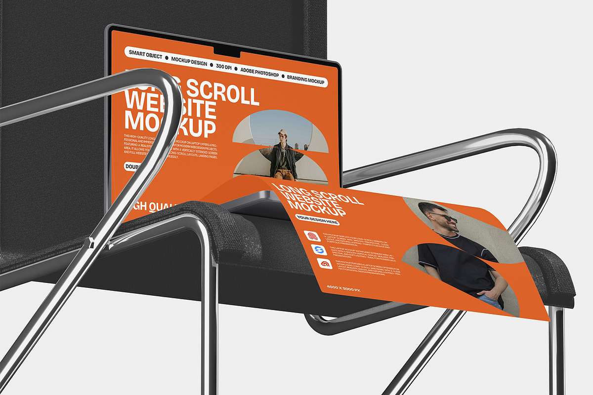 Long Scroll Website Mockup on Laptop, a Wearable Device Mockup by Unerispace (Photo 2 of 5)