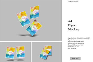 A4 Flyer Mockup, an Advertising Mockup by Bangdastudio