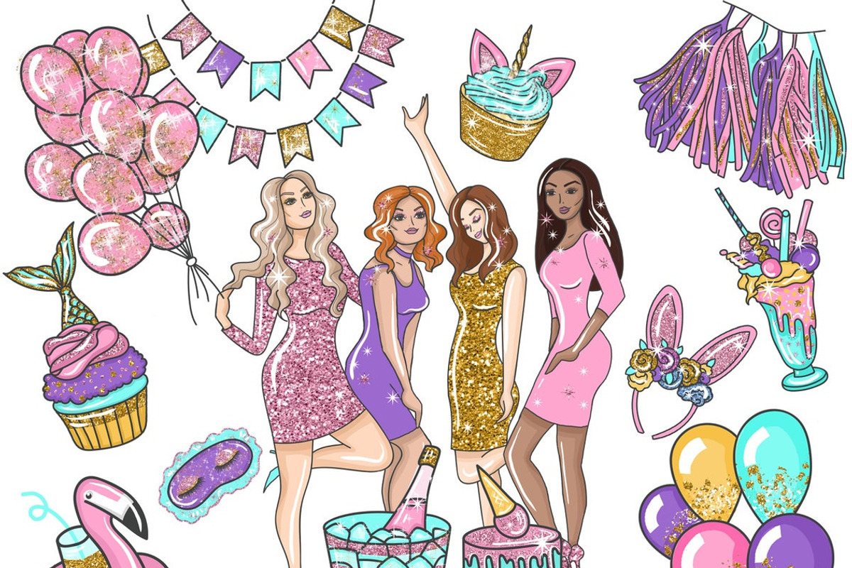 Party Girlfriend Clipart, a Person Illustration by GlamArtZhanna (Photo 2 of 5)