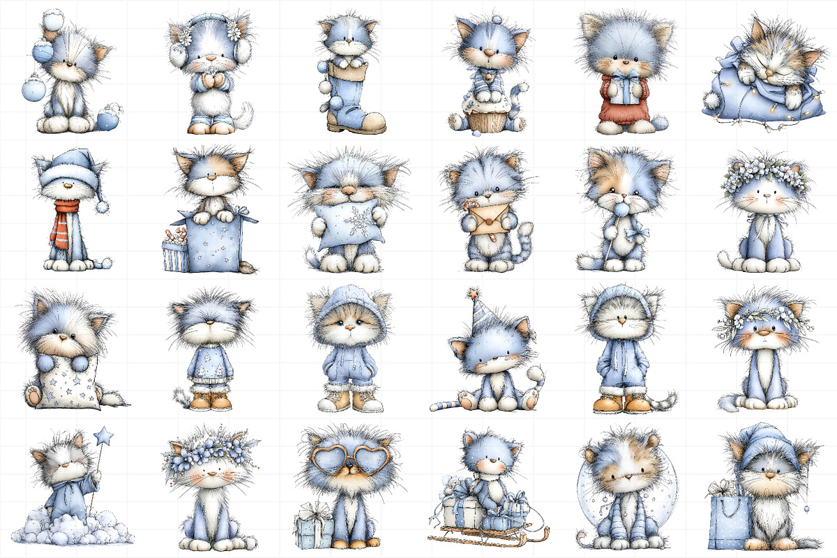 Cute Christmas Fluffy Cats Sublimati, an Illustration by Daily.Designs (Photo 3 of 5)