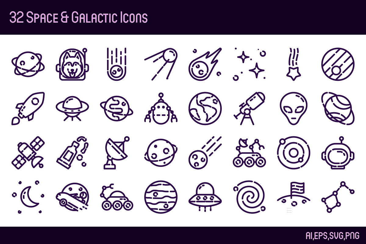 32 Space & Galactic Icons, a Graphic by maxim.kulikov