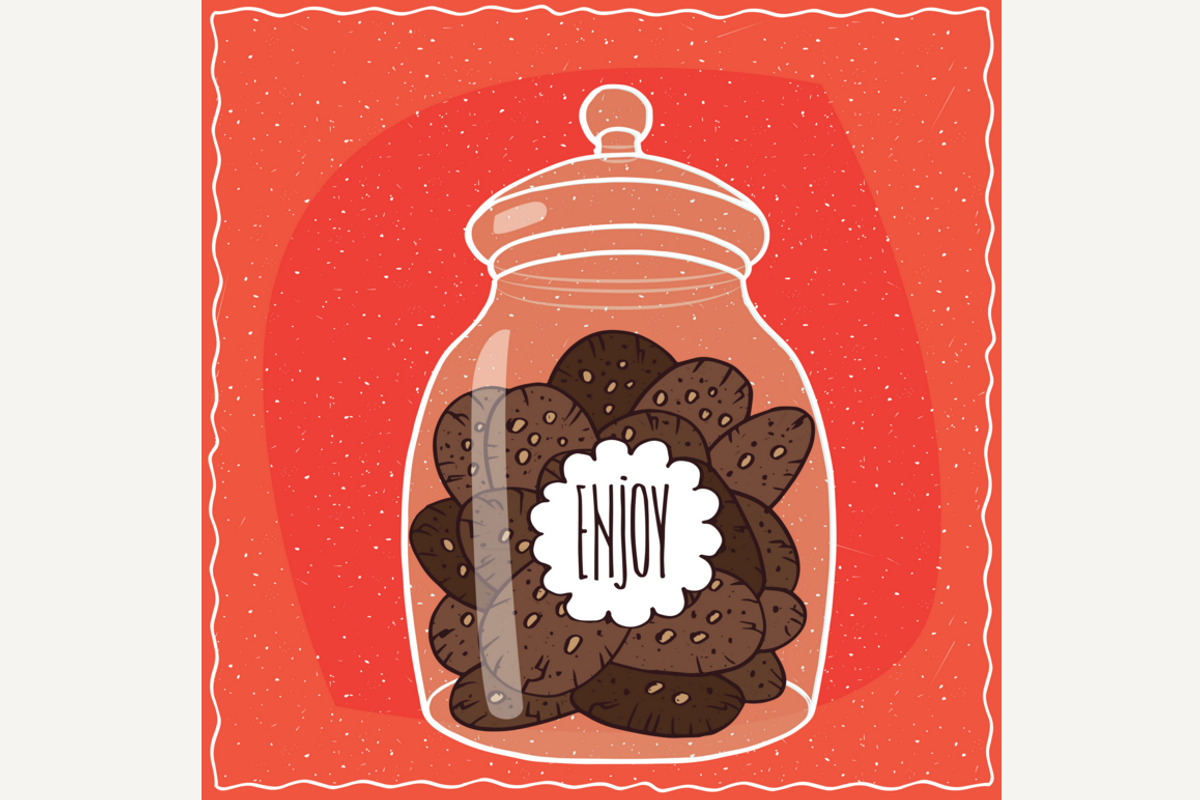 Glass jar with pile of cookies, a Food Illustration by Alex and Aris