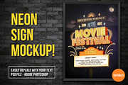 Neon Sign Template, a Mockup by MDG (Thumbnail 1 of 5)