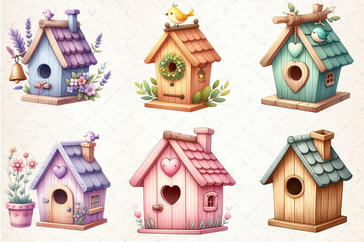 Cute Pastel Birdhouses Clipart, an Illustration by Rose Art (Photo 4 of 4)