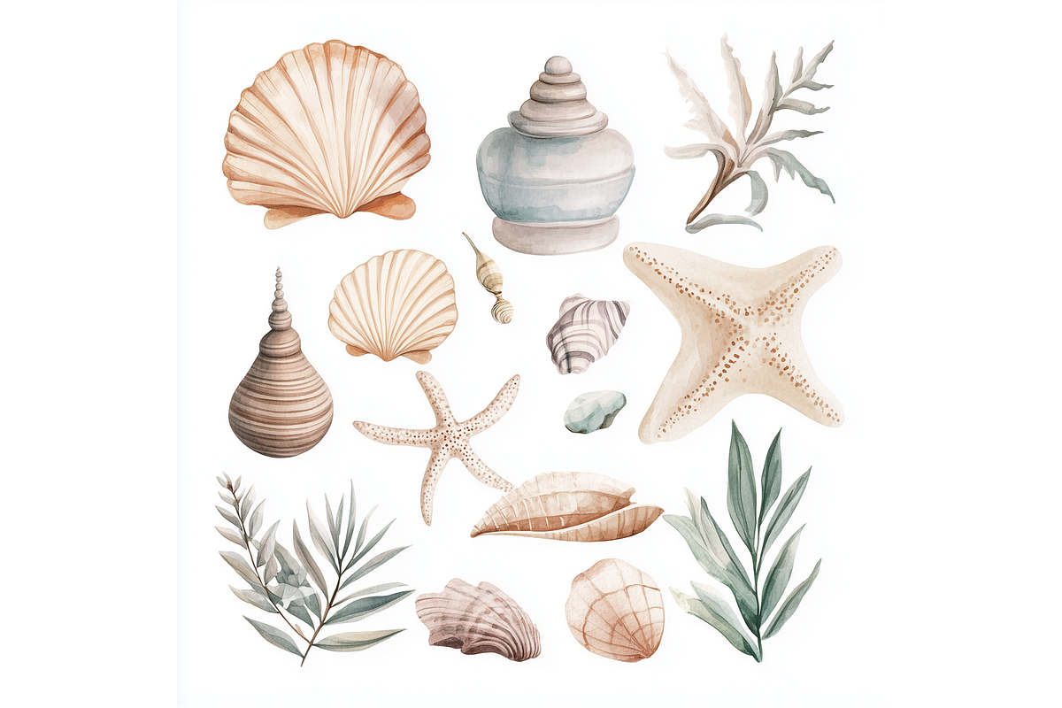 Prompt Sea Shells Flower Clipart, a Decorative Illustration by Creative design (Photo 2 of 7)