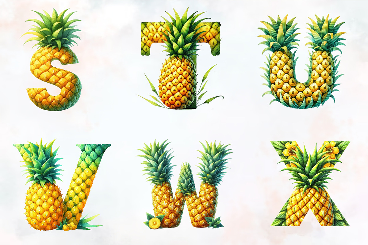 Spring pineapple Alphabet clipart, an Illustration by RobertsArt (Photo 5 of 7)