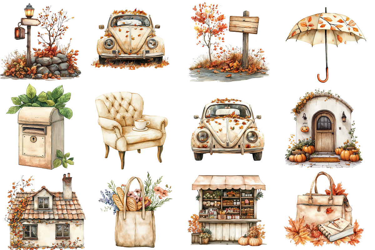 Watercolor Fall in City Clipart, an Illustration by Designworld (Photo 4 of 5)