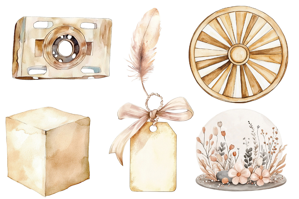 Boho Beige Watercolor Planner, an Illustration by Designworld (Photo 2 of 6)