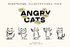 Angry Cats – Hand-Drawn Set, an Illustration by The Layered Art