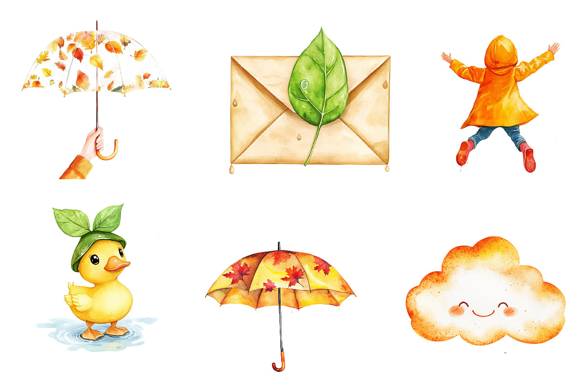 Autumn Rainy Day Clipart, an Illustration by CreationArt (Photo 2 of 5)